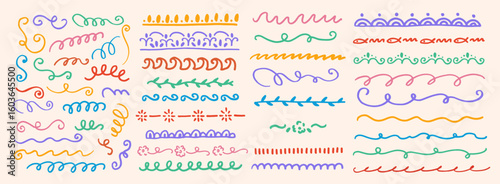 Set of ornaments, patterns. Doodle, cute retro borders, dividers. Design for card, invitation, cover, packaging. La dolce vita style.
