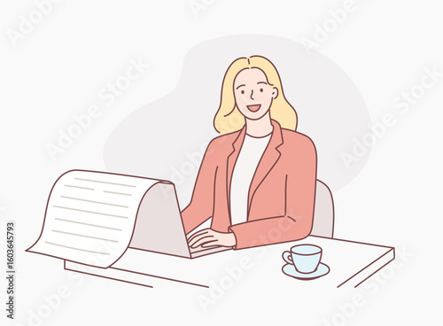 Copywriting concept with character. Flat vector cartoon illustration in doodle style.