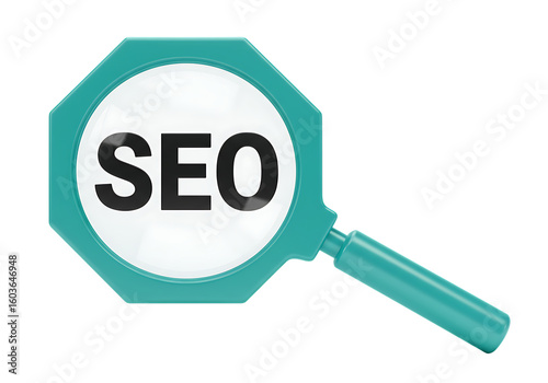 Magnifying Glass Focused on SEO for Website Optimization and Search Engine Ranking Strategies for Business Growth