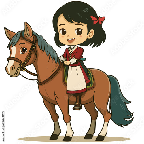 an image of a girl riding a horse