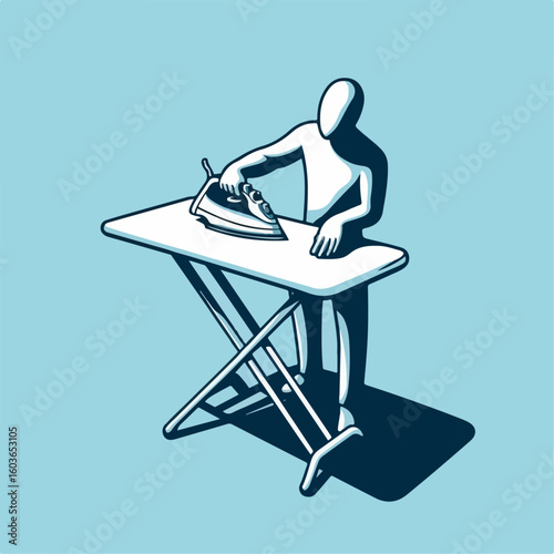 illustration of someone ironing clothes