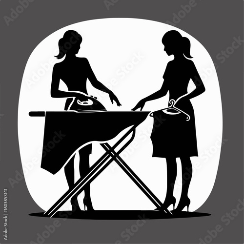 illustration of someone ironing clothes