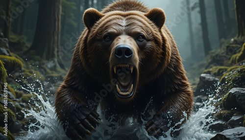 brown bear in water