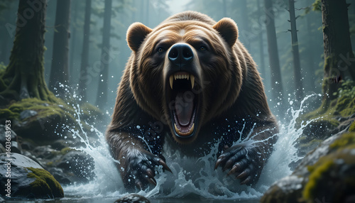 brown bear in water