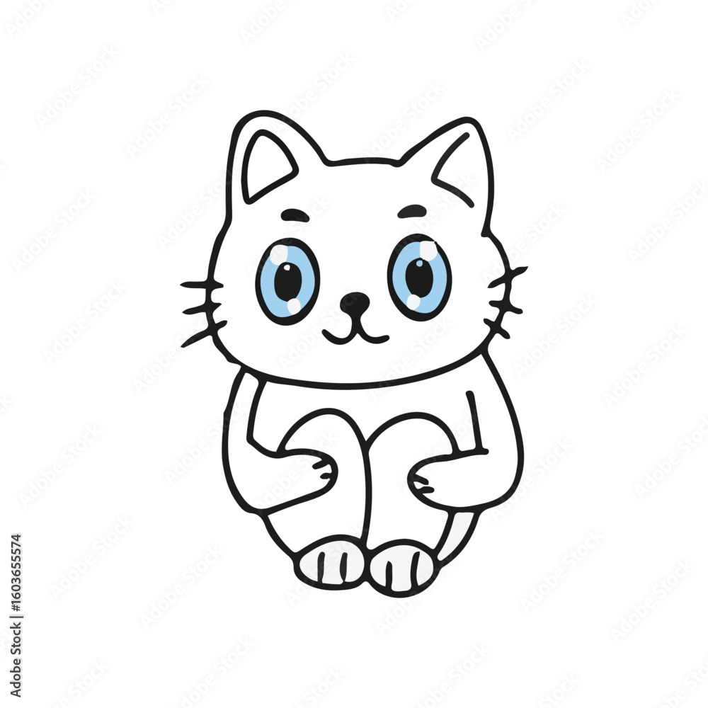Obraz premium Playful white cat characters vector, illustration design