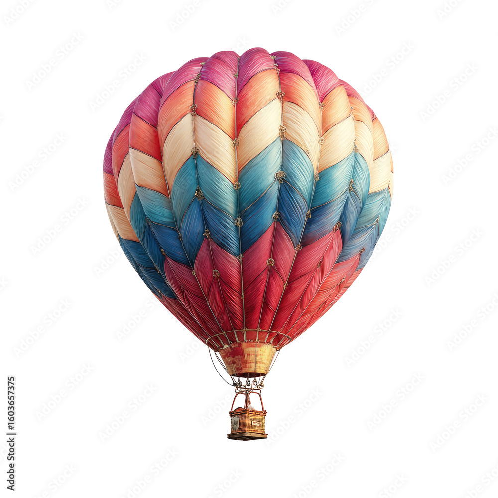 Fototapeta premium Vibrant hot air balloon, colorful geometric design