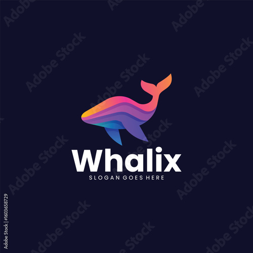 Gradient Modern Whale Logo Design