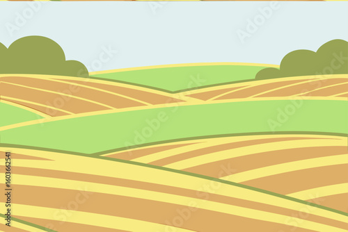 Rolling Hills Fields Green Trees Sky countryside landscape