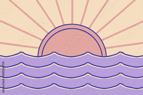 Sun rising over purple waves sunrise ocean
