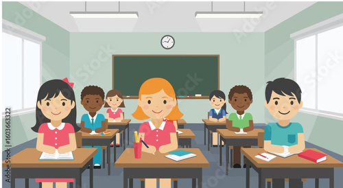 Diverse Students Engaged in Classroom Learning Activity
