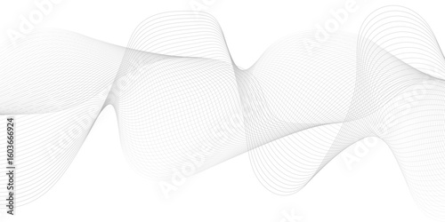 Abstract vector background with black wavy lines. Abstract wave element for design. Digital frequency track equalizer.