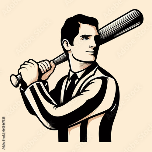 Photography illustration of playing baseball