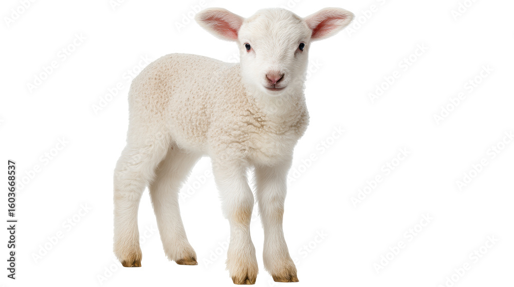 Obraz premium Cute isolated lamb on transparent background showing soft wool and innocence