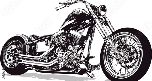 Motorcycle on black and white backgrounds with chrome vintage style and fast sporty design