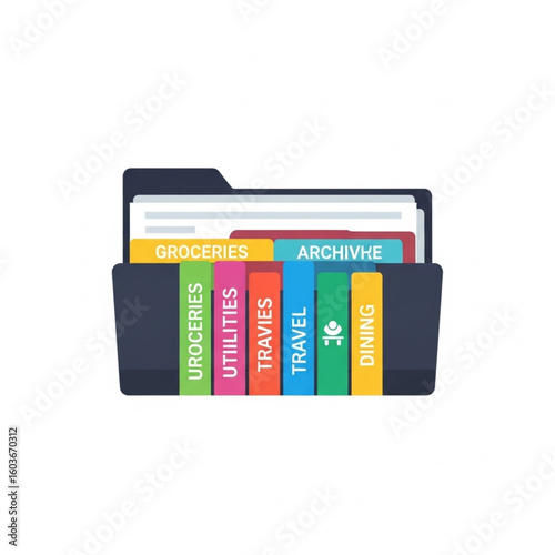 Organized folder with various categorized documents, representing different life aspects.