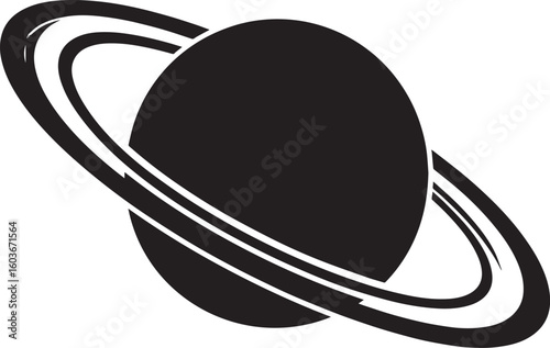 planet saturn with ring silhouette vector, saturn ring icon, planet saturn vector illustrator