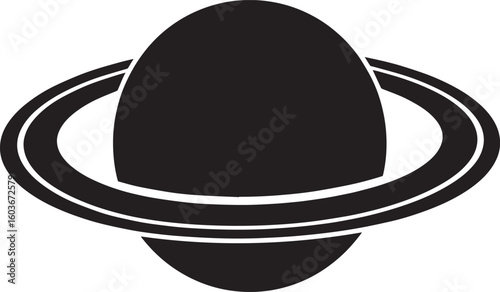 planet saturn with ring silhouette vector, saturn ring icon, planet saturn vector illustrator