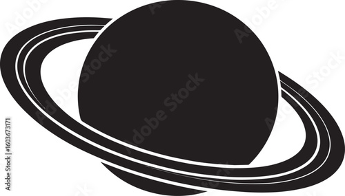 planet saturn with ring silhouette vector, saturn ring icon, planet saturn vector illustrator
