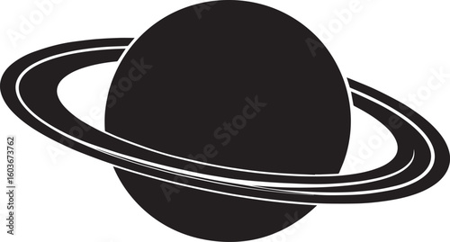 planet saturn with ring silhouette vector, saturn ring icon, planet saturn vector illustrator