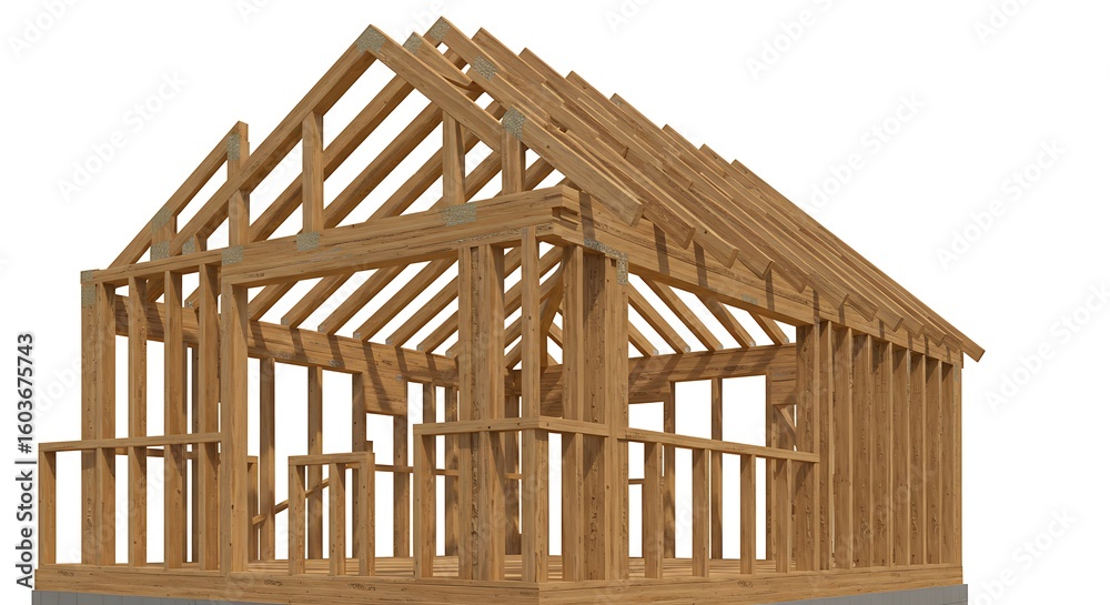 Obraz premium 木骨の詩：家への序章