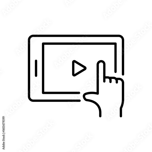 Tablet Touch Video Outline Icon Online Education