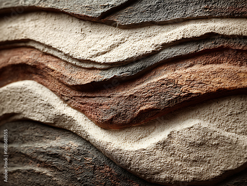 Wallpaper Mural Close up of layered stone texture with earthy tones and curved patterns Torontodigital.ca