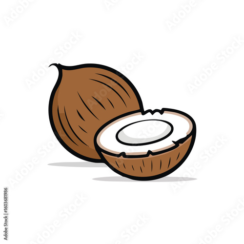 Naturally Cracked and Whole Coconut - AI Generated