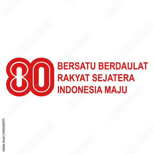 Batam, Indonesia - July 24, 2025. The vector of number 80, the 80th anniversary of Indonesia's independence, is commemorated every August 17.