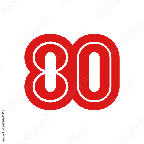 Batam, Indonesia - July 24, 2025. The vector of number 80, the 80th anniversary of Indonesia's independence, is commemorated every August 17.