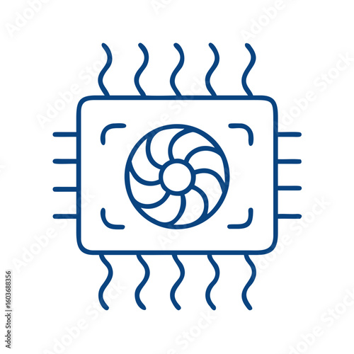 Silhouette of a Processor Cooling Chamber With Waves of Heat Escaping in a Modern Design Environment