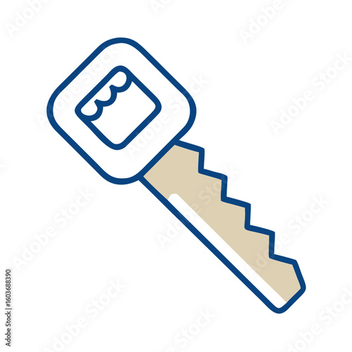 Unique Silhouette of a Bump Key Featuring a Wavy Teeth Pattern for Locksmithing Purposes