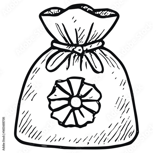 Money Bag with Floral Emblem