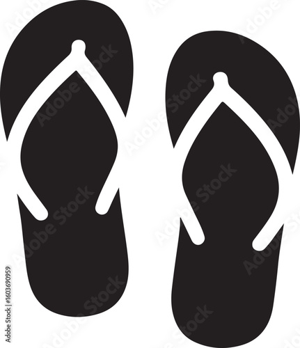 Silhouette vector of a pair of flip-flops, perfect for summer, beach, vacation, and casual footwear design themes.