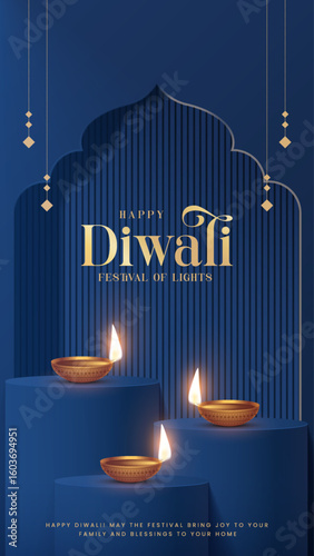 Happy Diwali - festival of lights colorful poster template design with decorative diya lamp. vector illustration.  Indian festival of lights Happy Diwali, holiday Background, Diwali celebration.