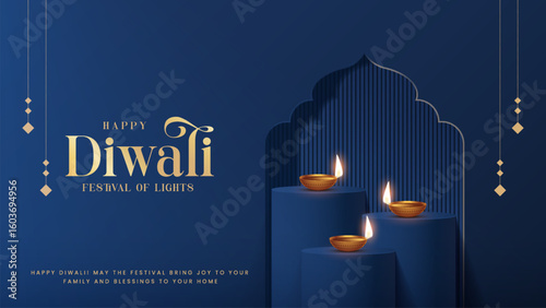 Happy Diwali - festival of lights colorful poster template design with decorative diya lamp. vector illustration.  Indian festival of lights Happy Diwali, holiday Background, Diwali celebration.