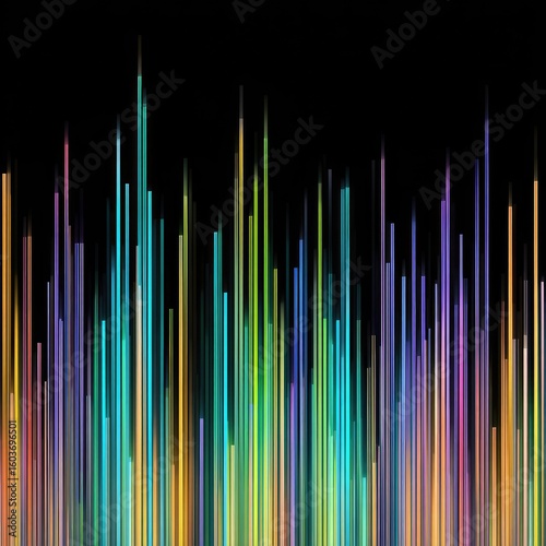 Abstract colorful vertical lines on black background