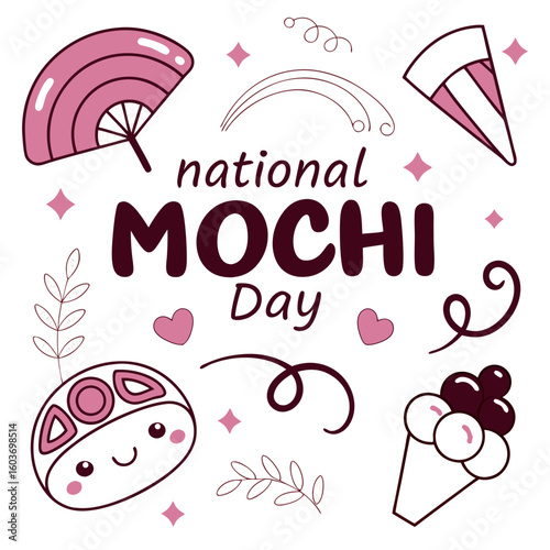 NATIONAL MOCHI DAY vector illustration