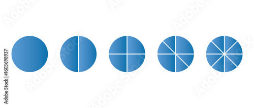 Pie chart icons. Progress sectors pie chart icon. Circle section graph. Vector illustrator