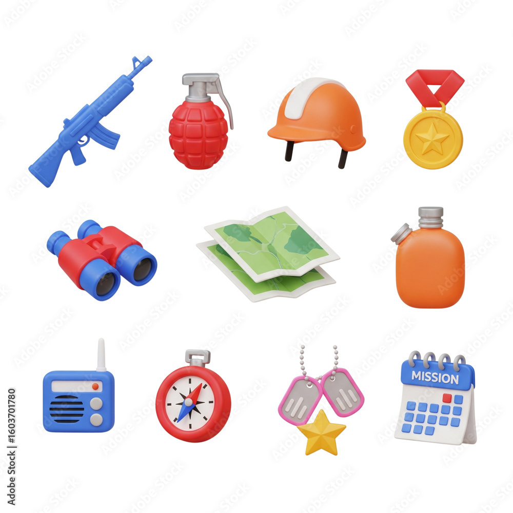 Naklejka premium Collection of military and survival gear icons