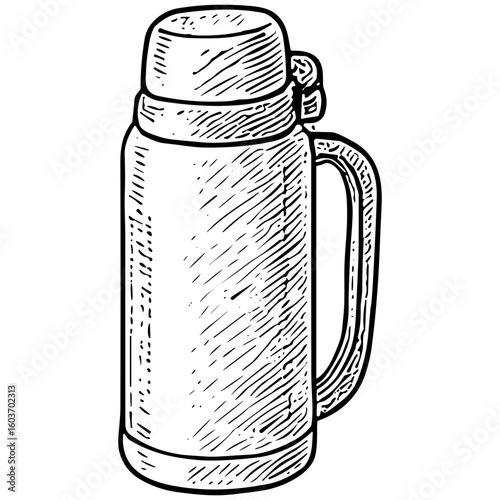 Thermos with Button Lock Handle