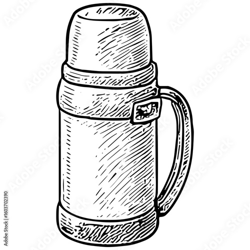 Thermos with Buckle Strap and Handle