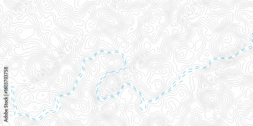 Lines map seamless topographic contour lines pattern. Geographic map and topographic contours map background. White wave paper reliefs. Black and white wave Seamless line.	
