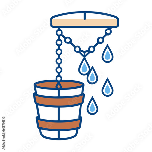 Decorative Rain Chain Connecting Gutter to Pot Enhances Garden Aesthetics During Rain