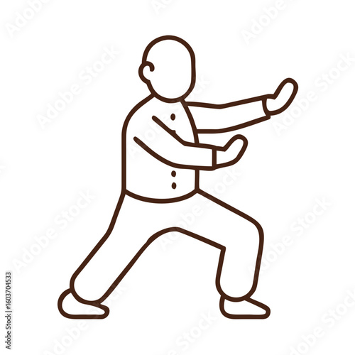 Elderly Individual Practices Tai Chi in a Serene Outdoor Setting at Sunrise