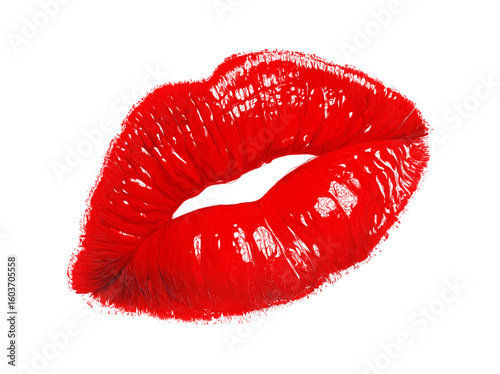 Red lipstick kiss mark. kiss mark made of red lipstick isolated on a transparent background