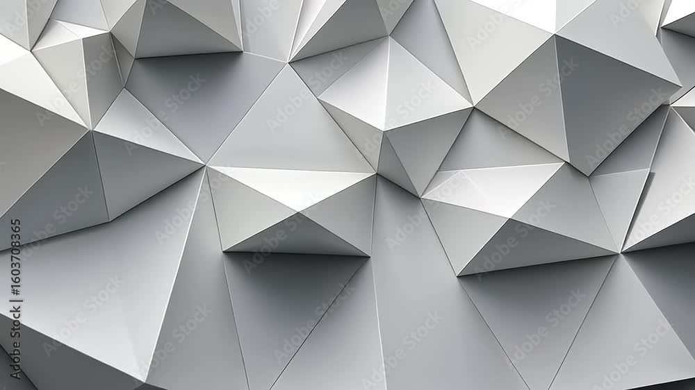 Geometric Facets: Abstract White Polygons Forming Dynamic Surface Art