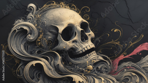 Wispy Skull Painting