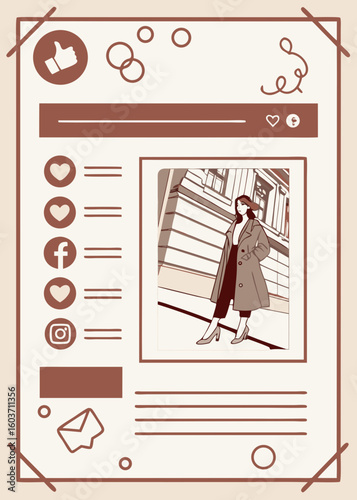 Influencer marketing social media post template vector for beauty fashion lifestyle and sponsored content announcements