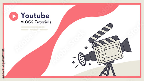 YouTube video thumbnail template vector with bold text space image holder and customizable design for vlog or tutorial




