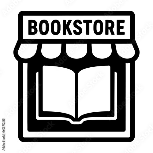 Bookstore Building With Open Book Vector Illustration - Literary and Retail Business